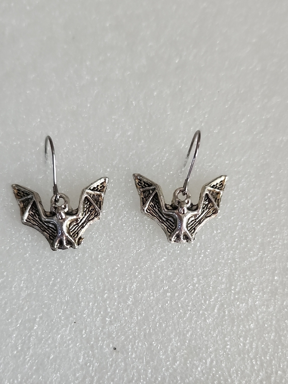 Hand Crafted Silver Bat Dangle Earrings